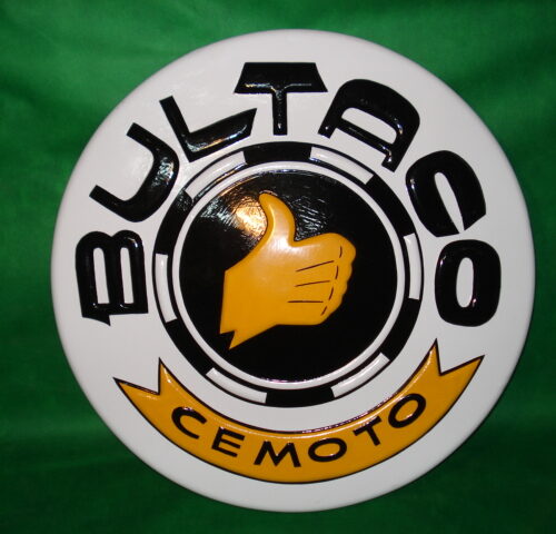 LETRERO DE BULTACO DE 60 DIÁMETRO